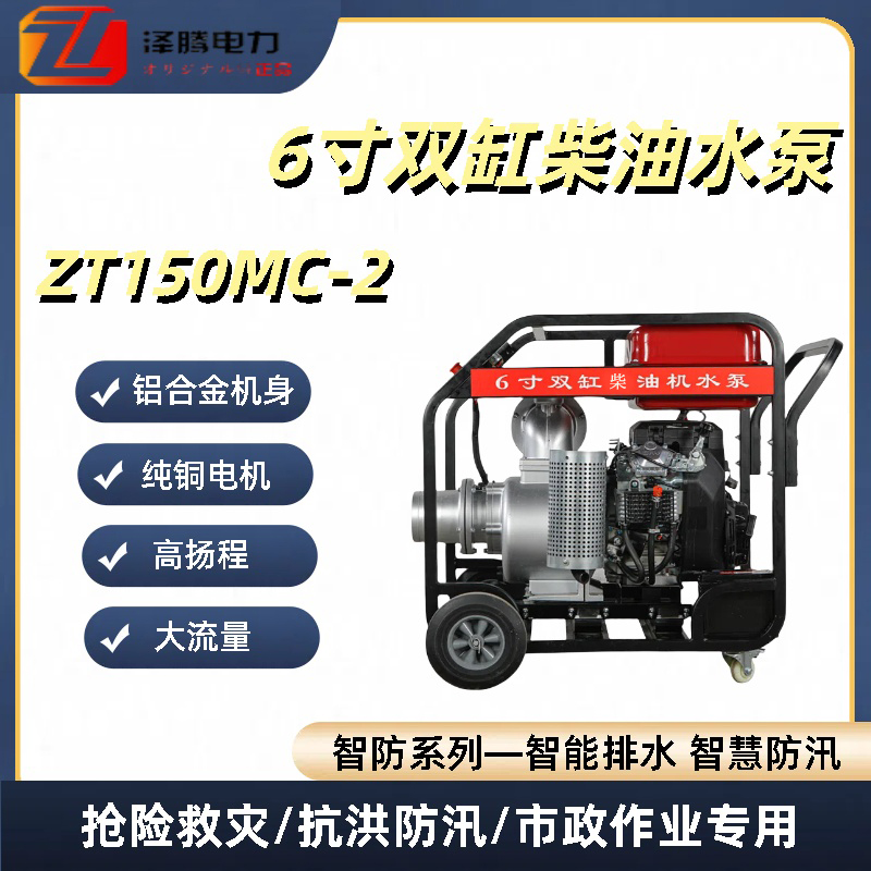 泽腾电力智防系列6寸双缸柴汽油机泵 纯铜电机 自然灾害救援物资